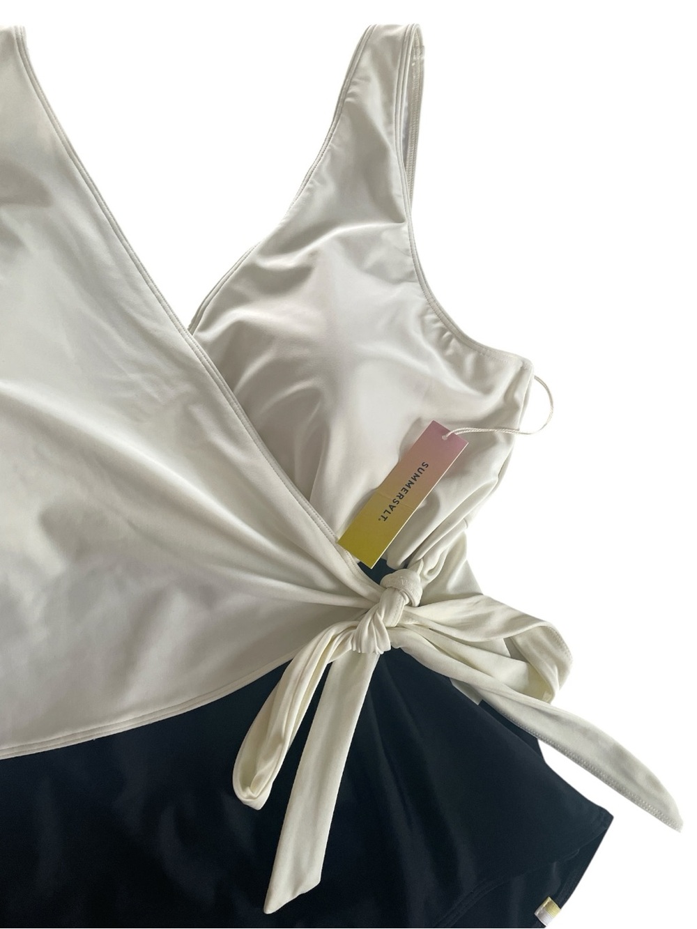 NWT Summersalt The Perfect Wrap One-Piece Swimsuit Cream + Black - Picture 3 of 11